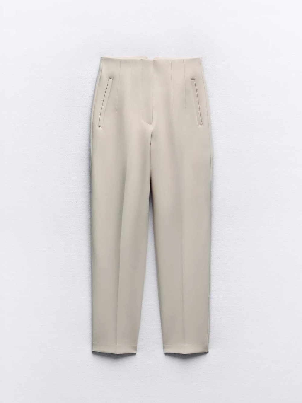 Zara Beige Tailored Tapered Trousers NWT XL